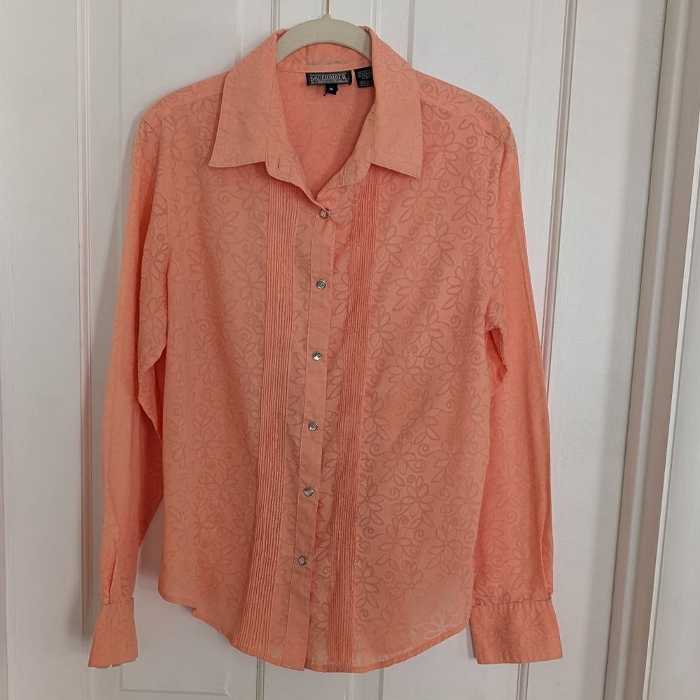 VTG Roughrider Circle T Womens Snap Up Top Medium Western‎ Cowgirl Rodeo Floral